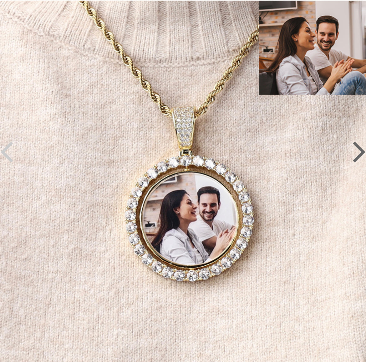 Diamond Studded Photo Necklace