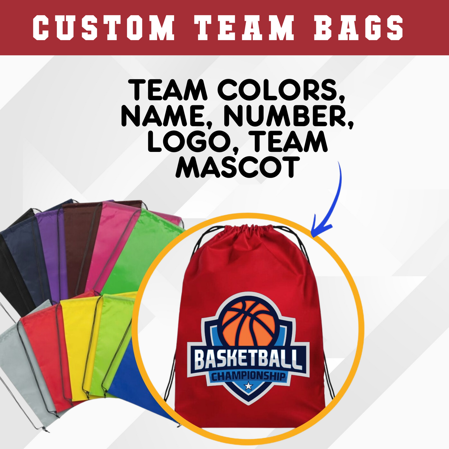 Personalize Team Drawstring Bags