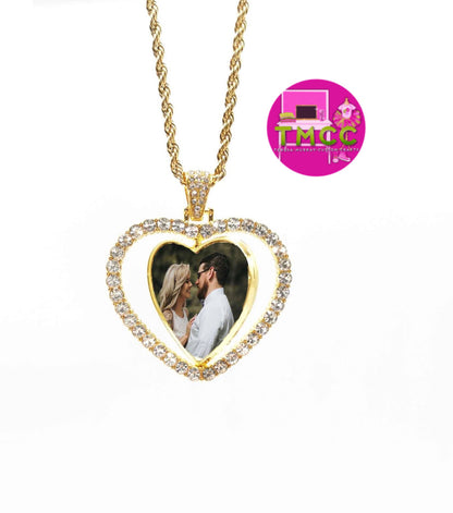 Diamond Studded Photo Necklace