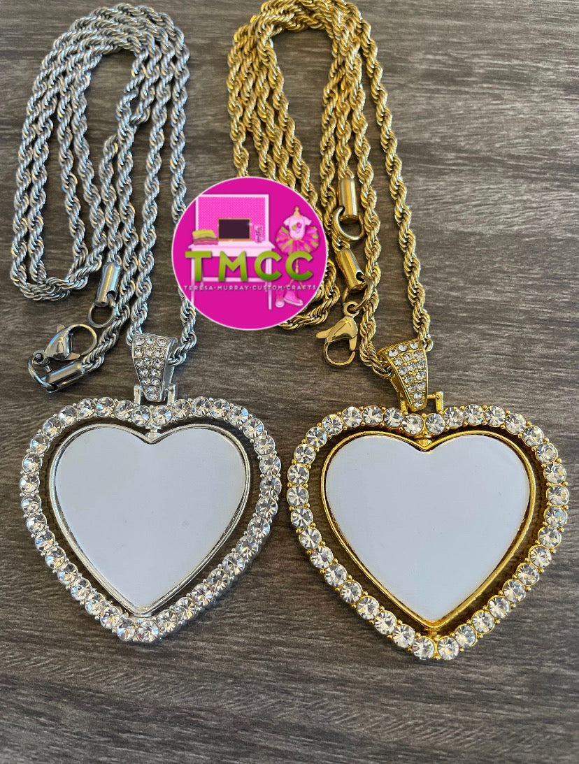 Sublimation Double Sided Rotating Heart Necklace